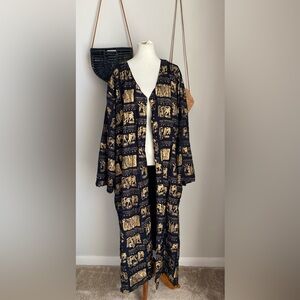 Vtg 80s Luxe Noir by Lucerne Labibou Animal Button Front Duster Cardigan,Size 5X